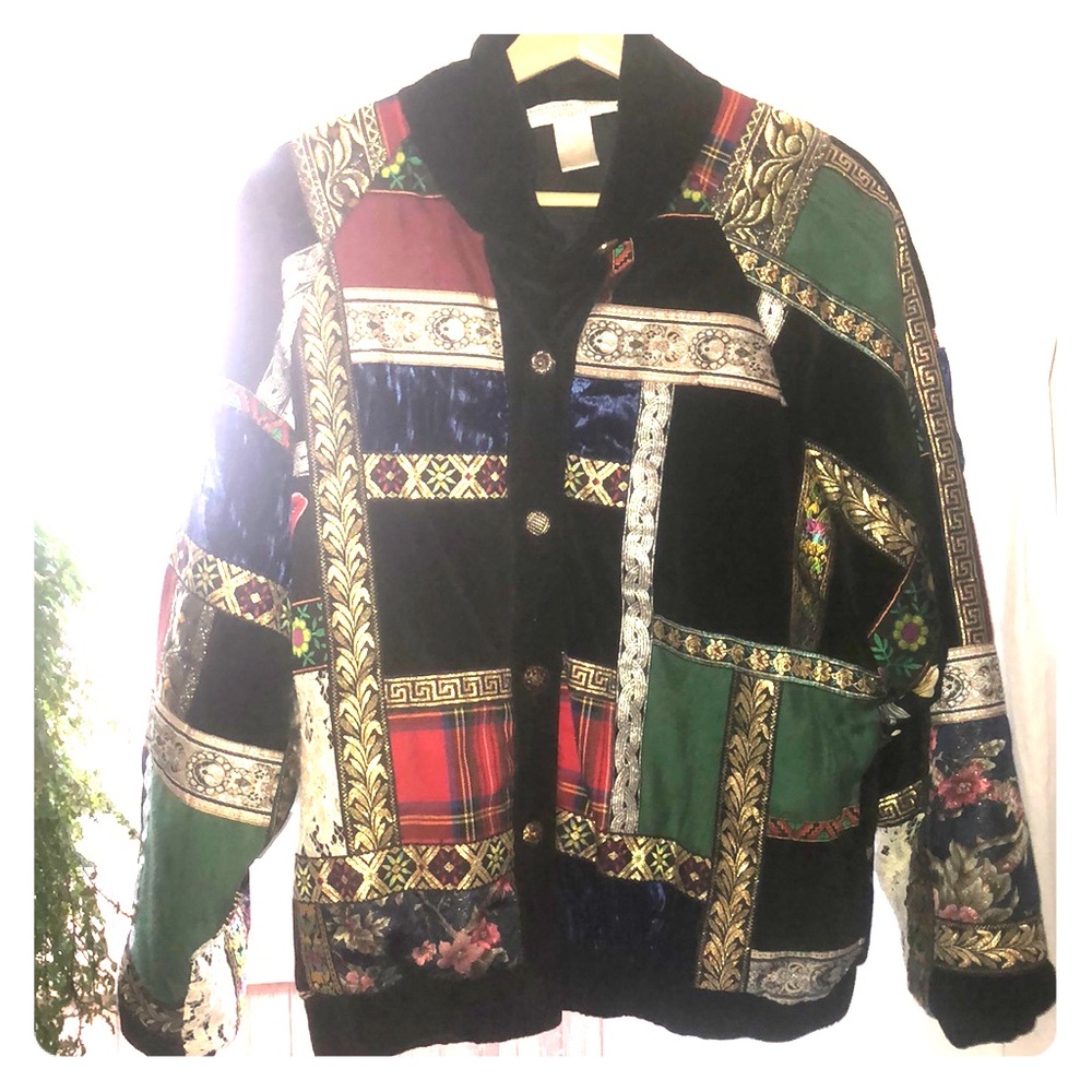 Vintage oversized gold patchwork hippie jacket!